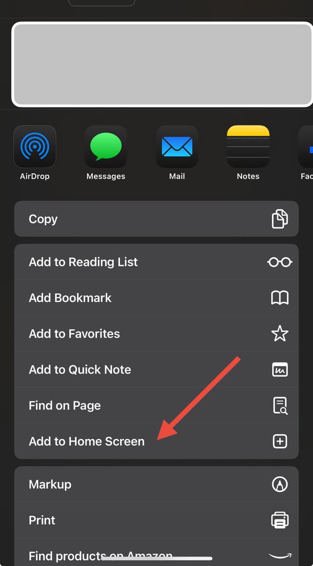 Tap Add to Home Screen